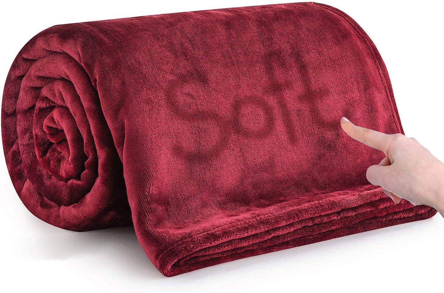 IR Imperial Rooms Super Soft Plush Fleece Bed Blanket, Fluffy for All-Season Twin Burgundy