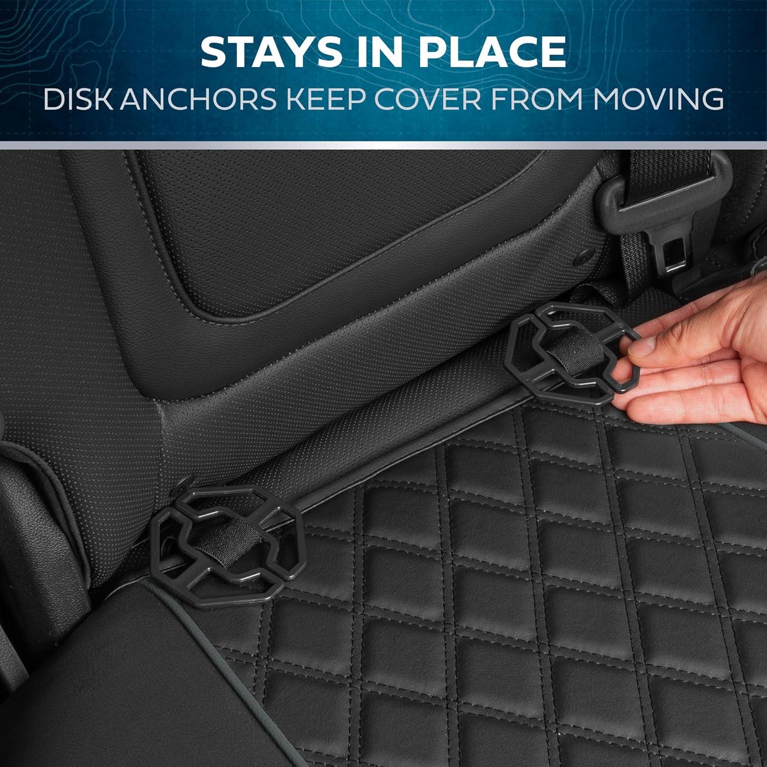 MotorBox Car Seat Covers Prestige Edition Faux Leather Black & Beige Seat Covers for Car Diamond Stitched Cushioned Seat Protectors for Auto, Trucks, SUV, Car Full Set