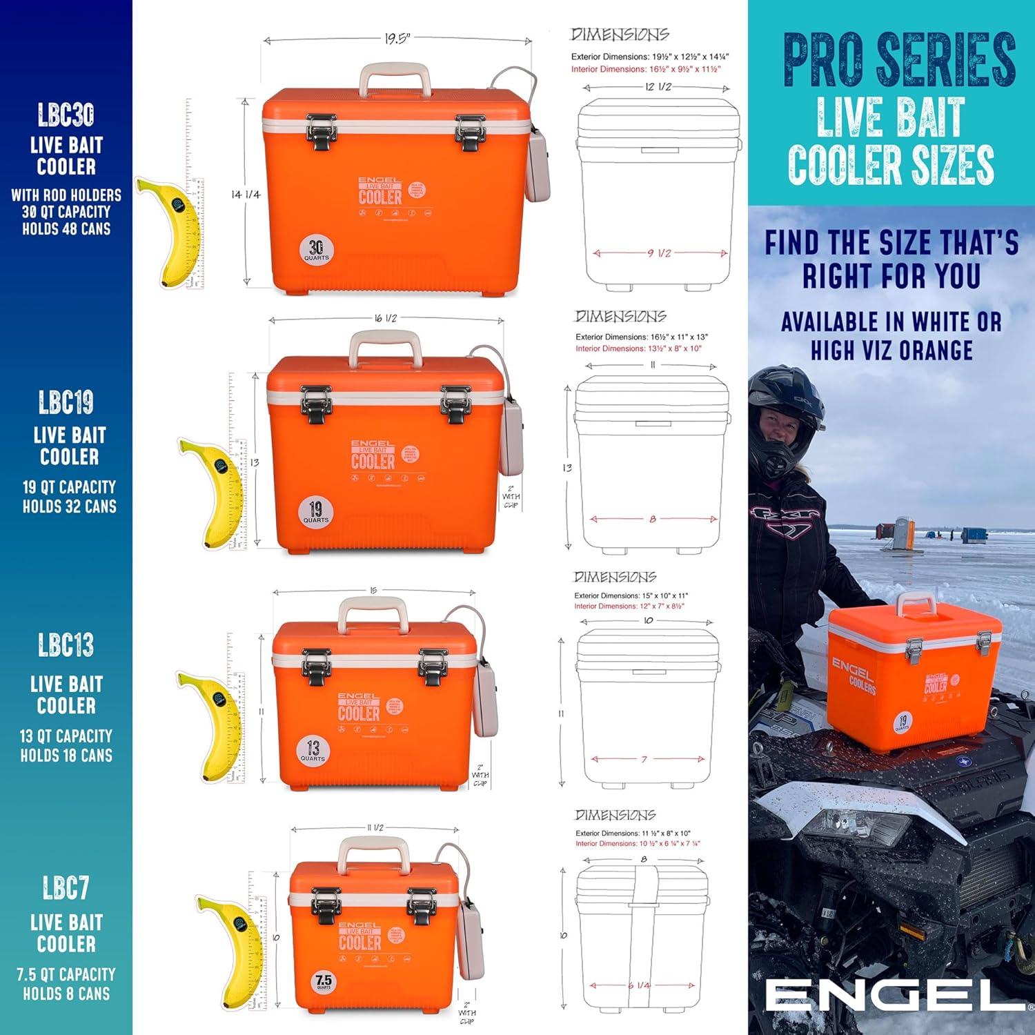ENGEL 13 Qt Live Bait Cooler with 2-Speed Portable Aerator Pump - White
