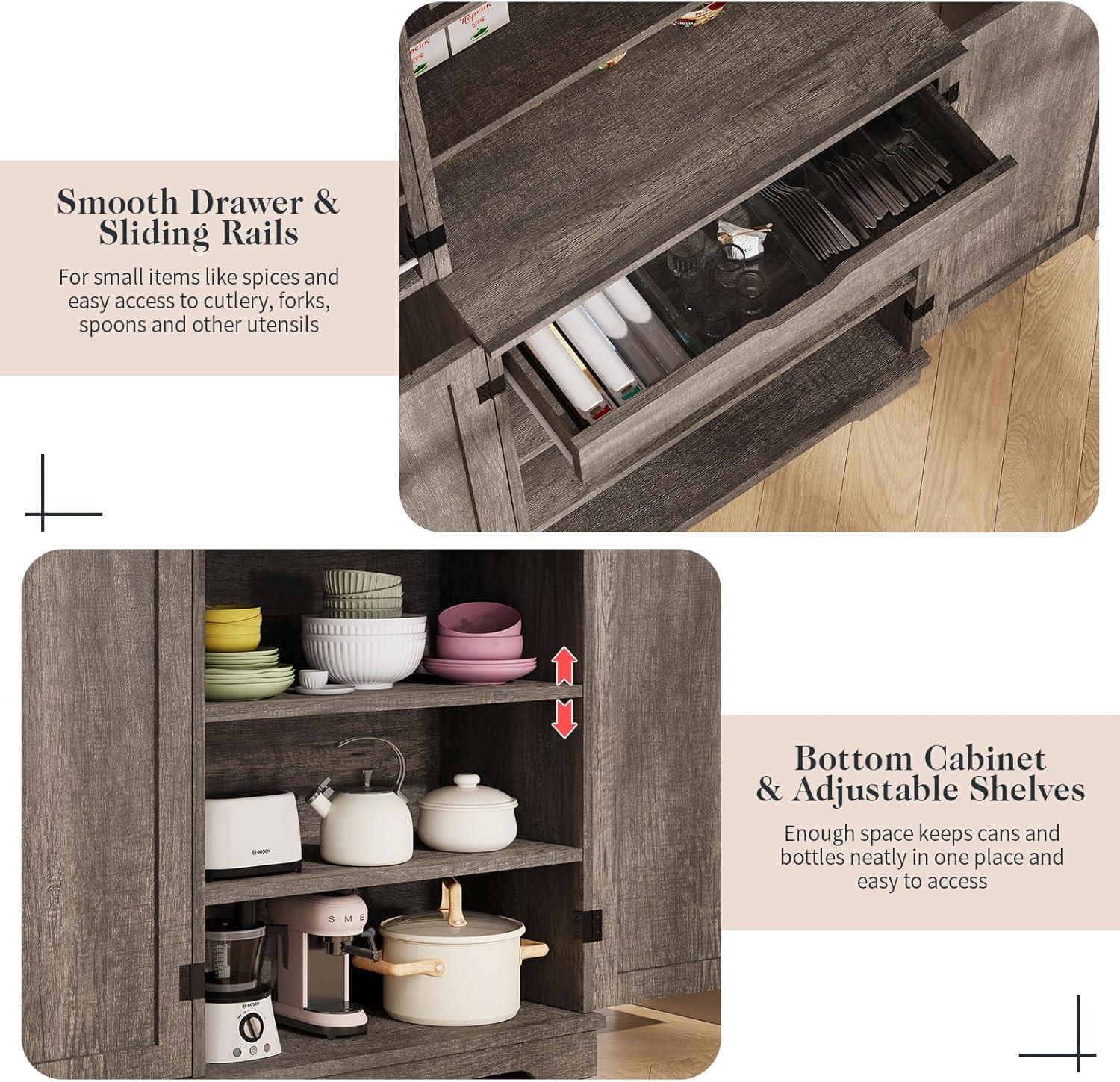 Gracie Oaks 72" Tall Farmhouse Kitchen Pantry