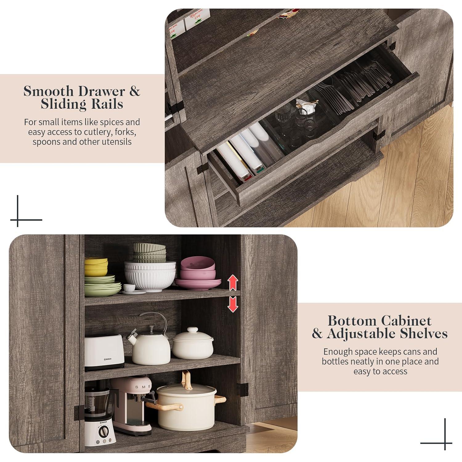 Gracie Oaks 72" Tall Farmhouse Kitchen Pantry