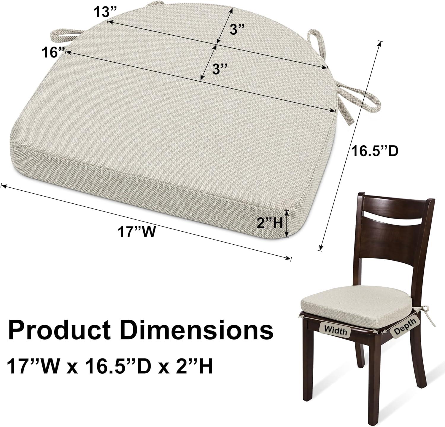 Beige Double-Layer Foam Dining Chair Cushions Set of 4