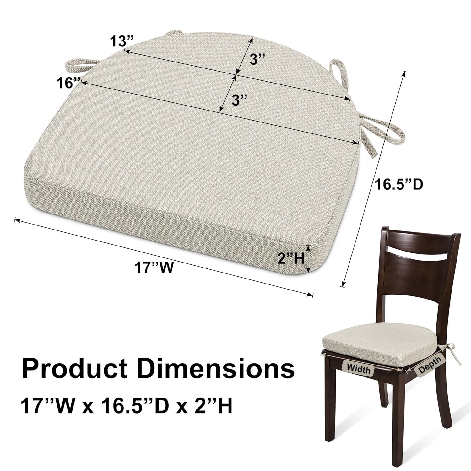 Chair Cushions for Kitchen Chairs Set of 4 Dining Chair Pads, Universal Non-Slip Dining Chair Cushions with Ties for Office Use