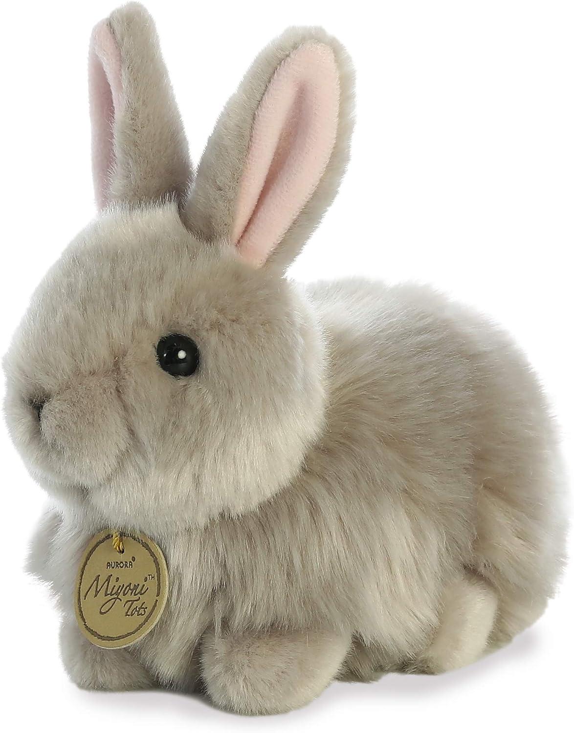 Aurora Small Angora Bunny Miyoni Realistic Stuffed Animal Grey 7.5"