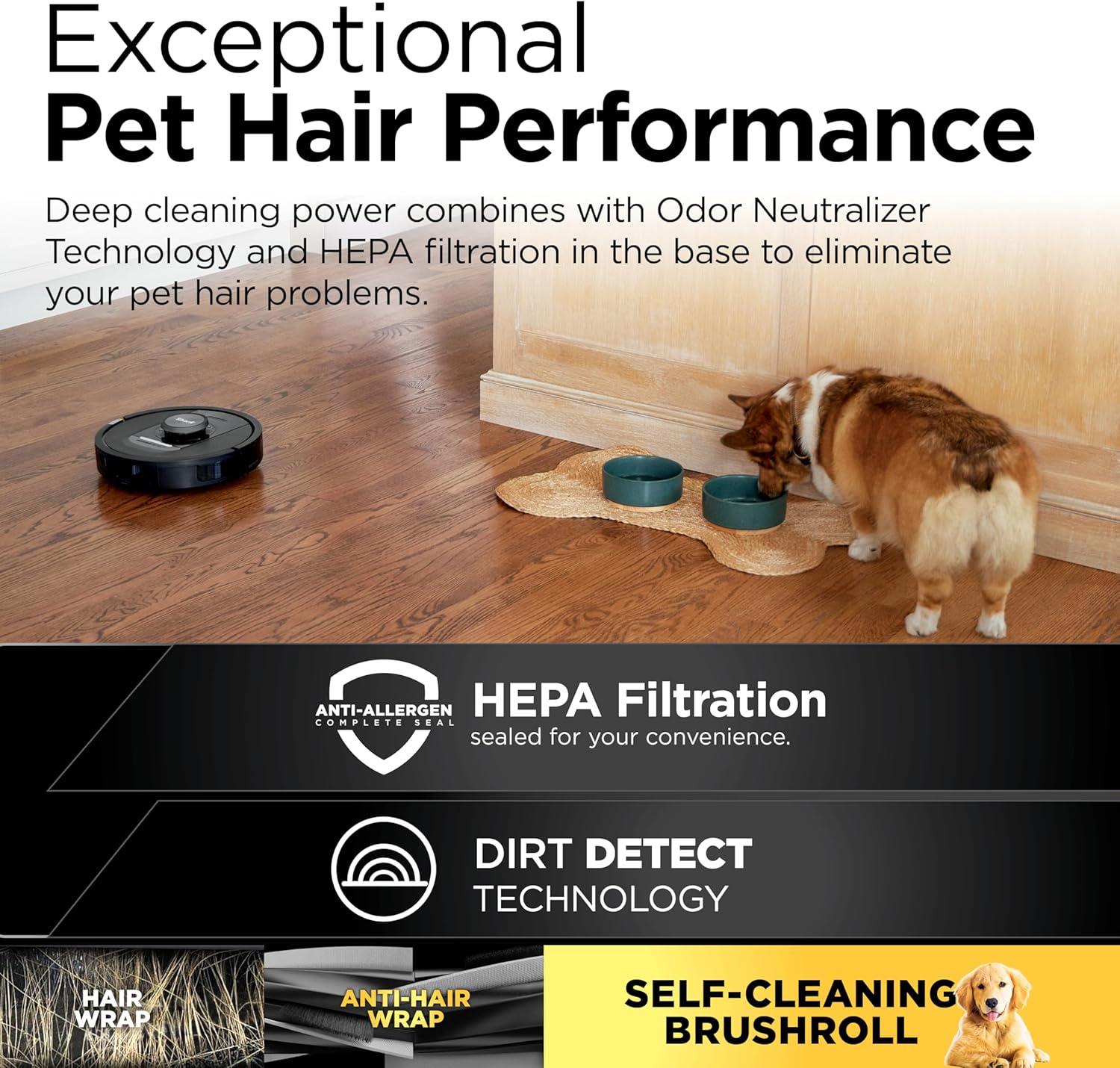 Black Cordless HEPA Bagless Robot Vacuum for Pets