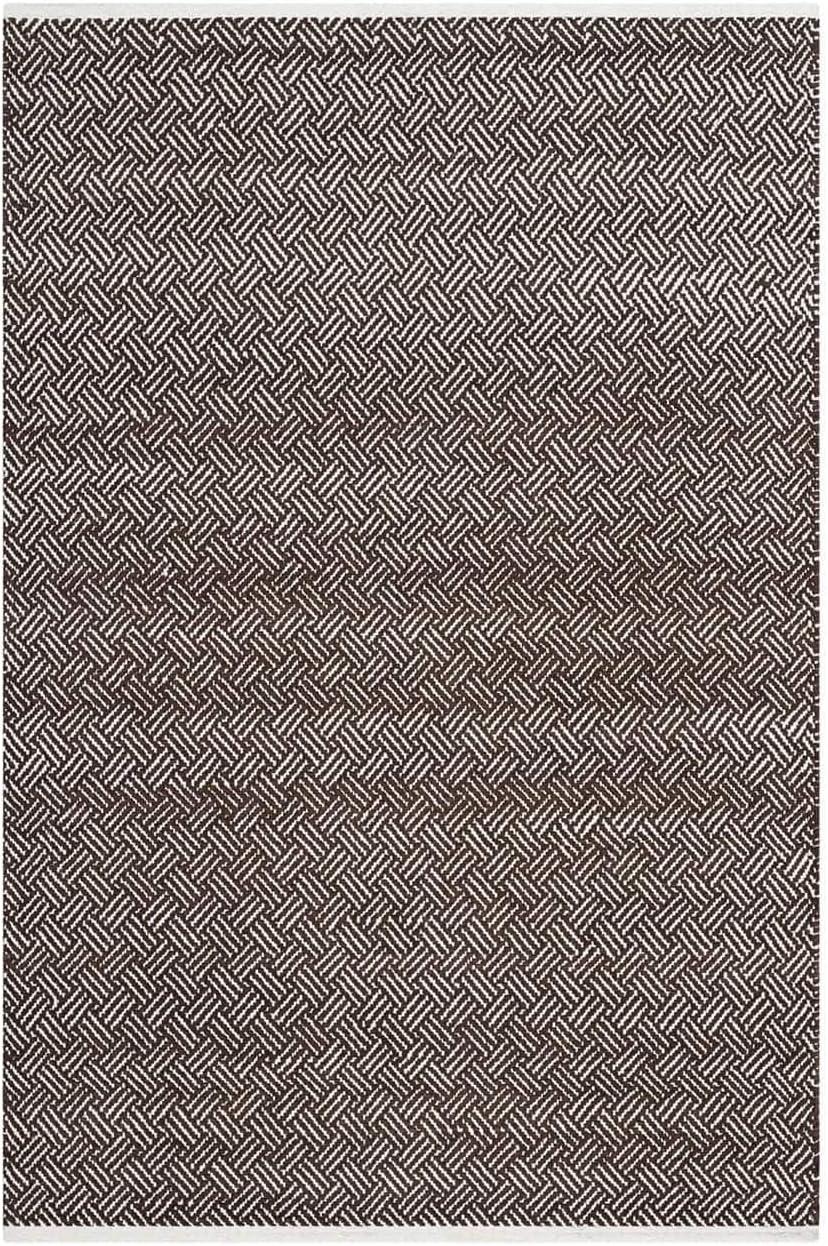 Hand-Woven Geometric Gray Wool-Cotton Blend Area Rug 4' x 6'