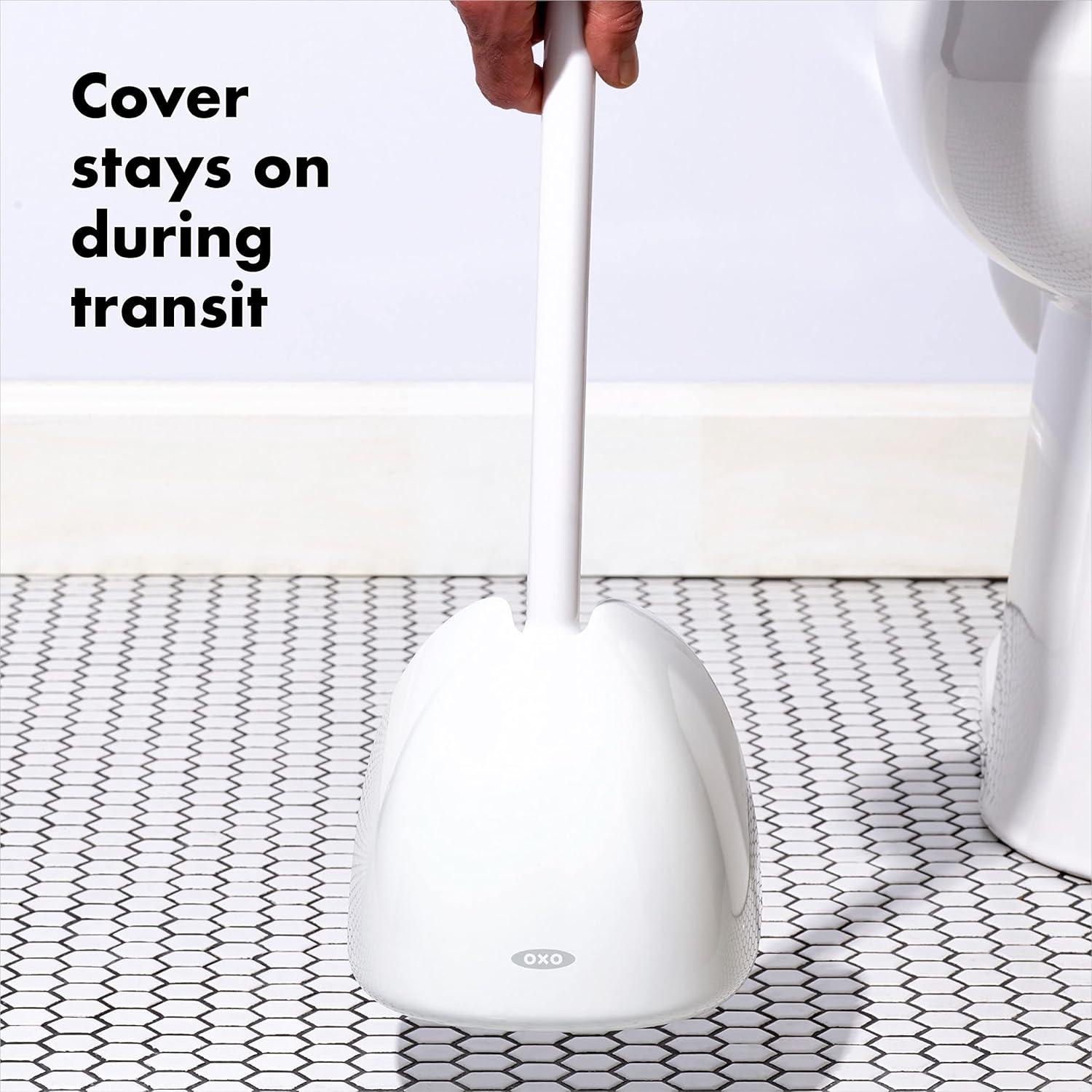 White Manual Toilet Plunger with Cover Set