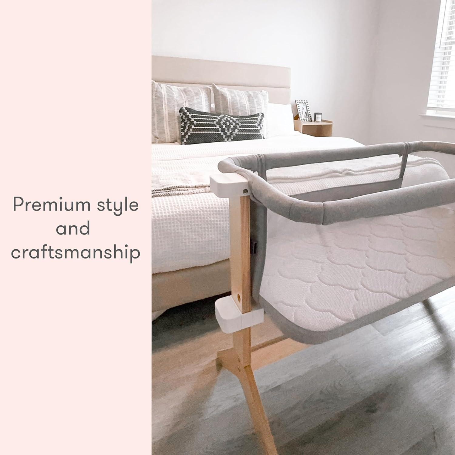 Solid Birch Adjustable Height Bassinet with Breathable Mattress