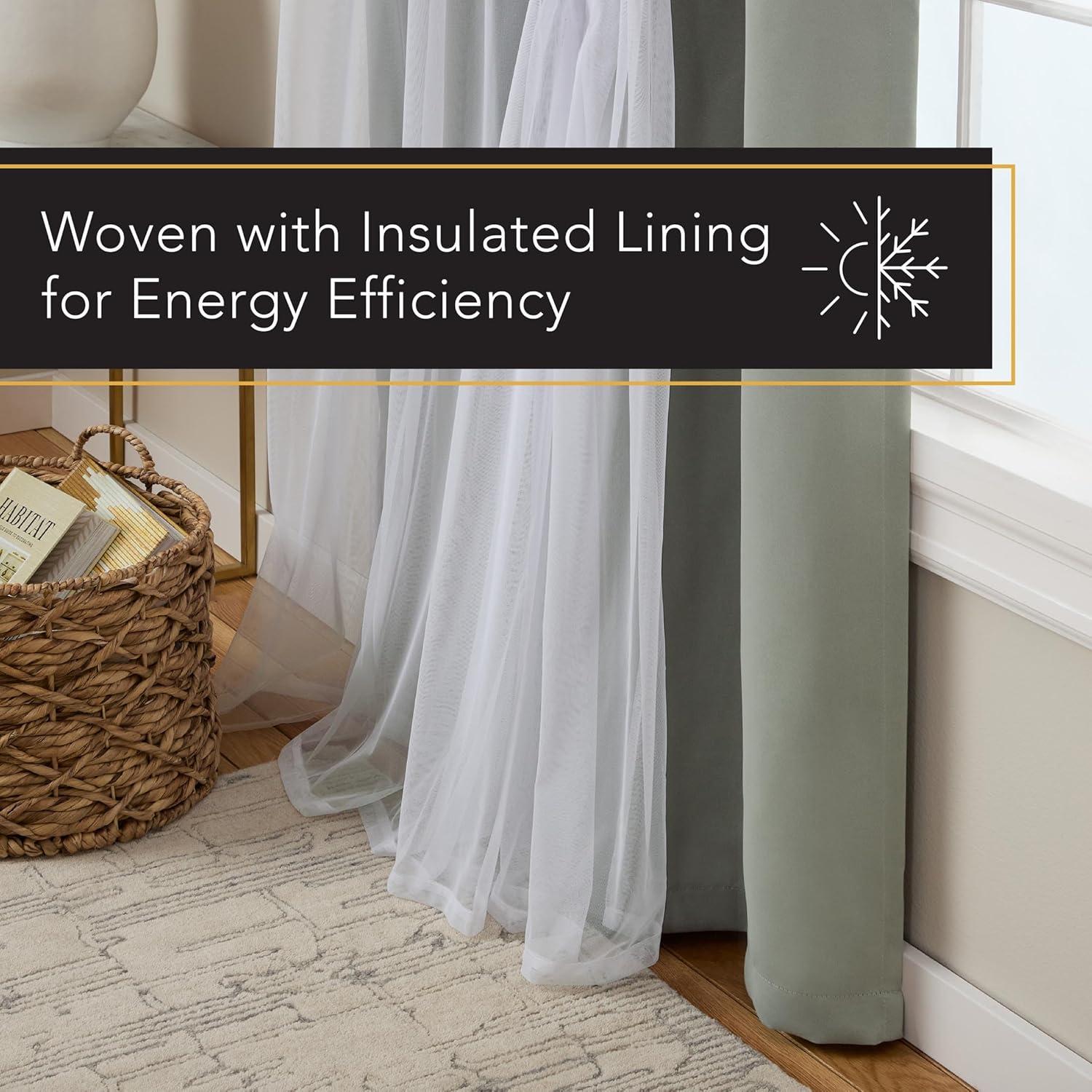 Exclusive Home Catarina Layered Solid Room Darkening Blackout and Sheer Grommet Top Curtain Panel Pair, 52"x63", Soft Grey