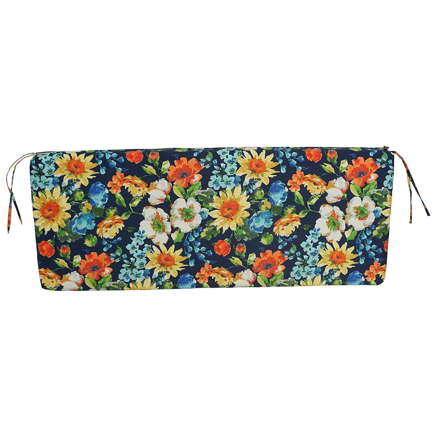 Blazing Needles 54-inch by 19-inch Patterned Outdoor Spun Polyester Bench Cushion 954X19-REO-59