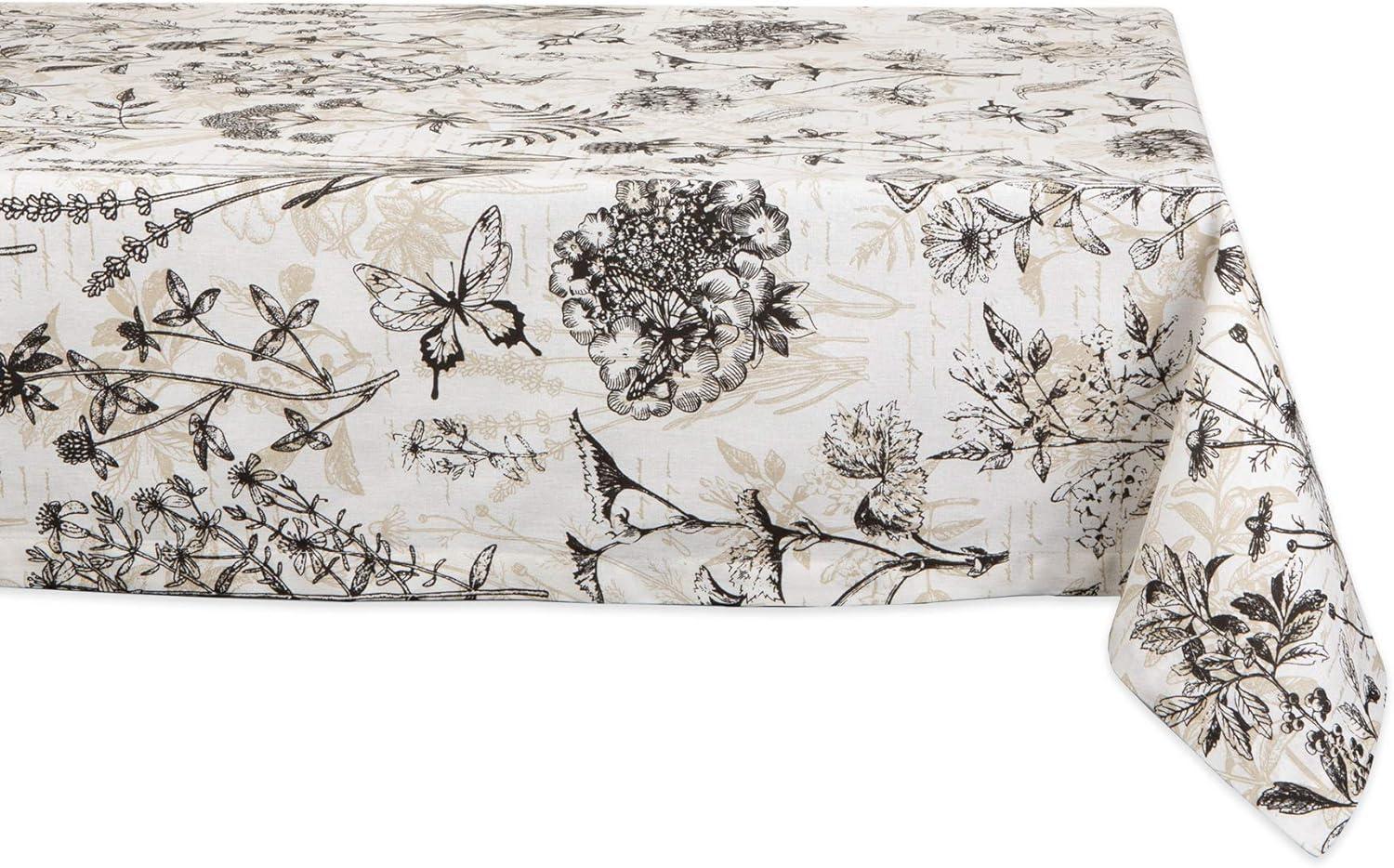 DII 60x84" Modern Cotton Botanical Print Tablecloth in Multi-Color