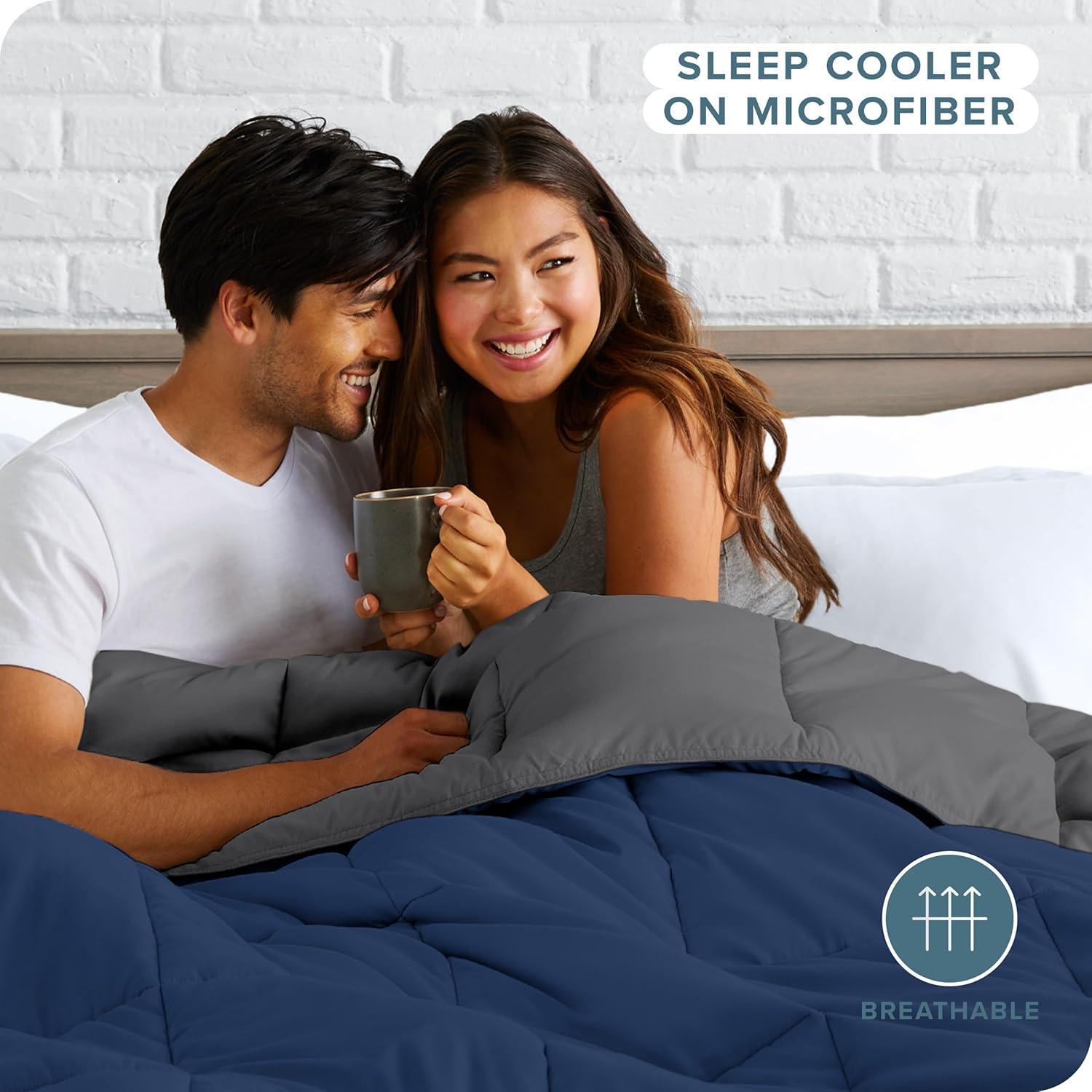 Bare Home Premium Ultra Soft Modern & Contemporary Box Stitch Comforter