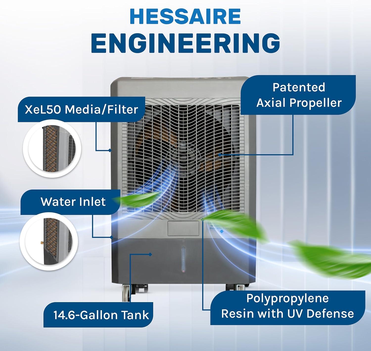 Hessaire MC61M Indoor/Outdoor Portable 1,600 Sq Ft Evaporative Swamp Air Cooler