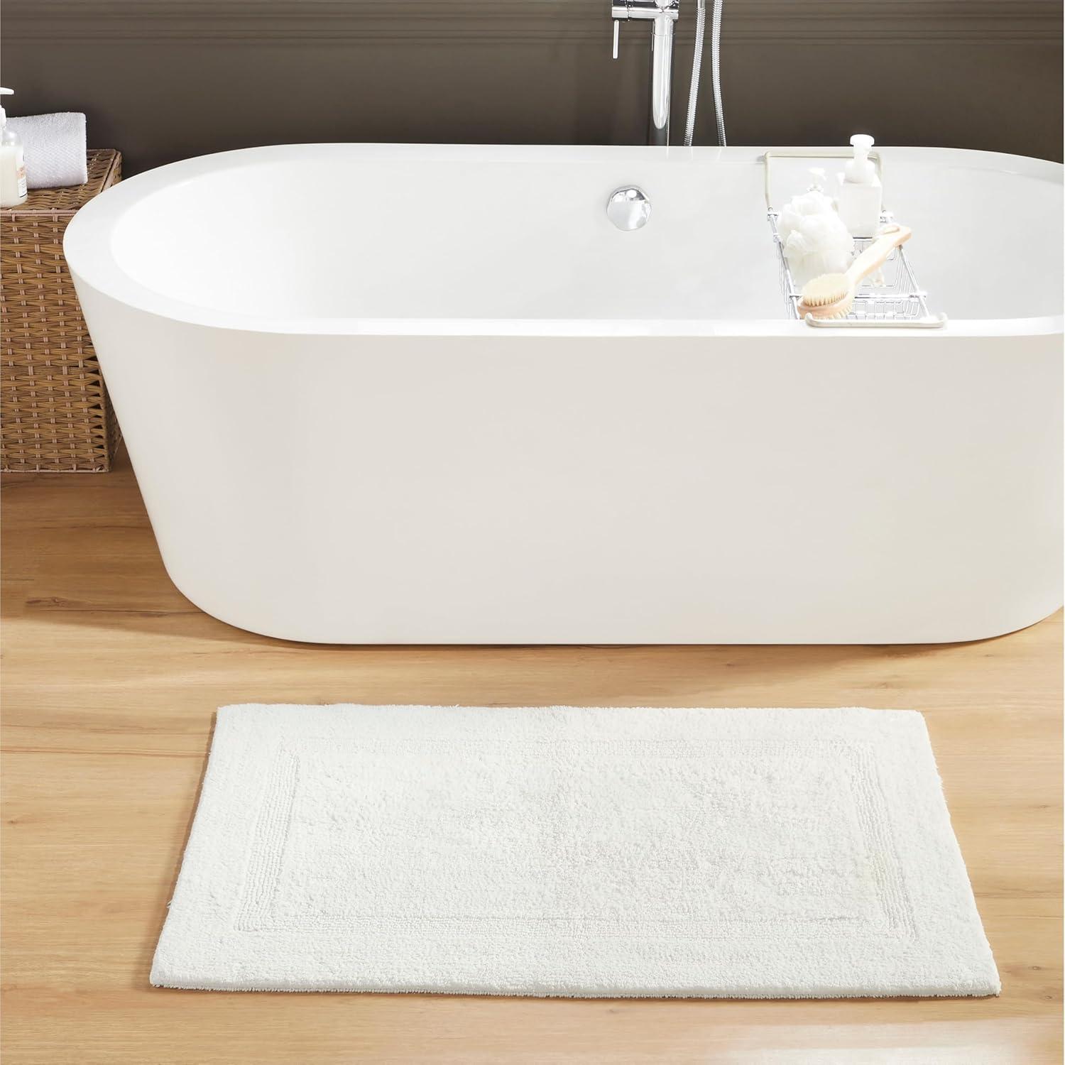 24"x40" Lux Collection Bath Rug Ivory - Better Trends: Cotton, Tufted, Machine Washable, No Backing
