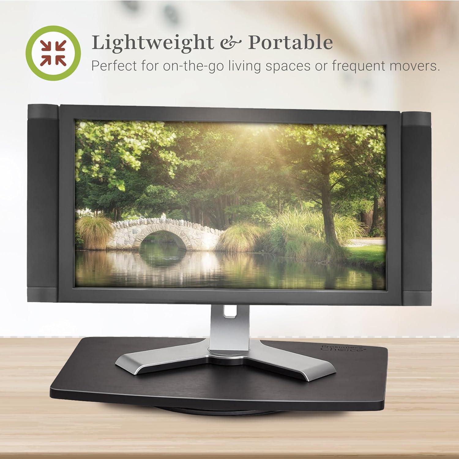 Prosumers Choice | Natural Bamboo TV Swivel Center Stand for TV, 21-Inch Base, Black 360Â° Rotation