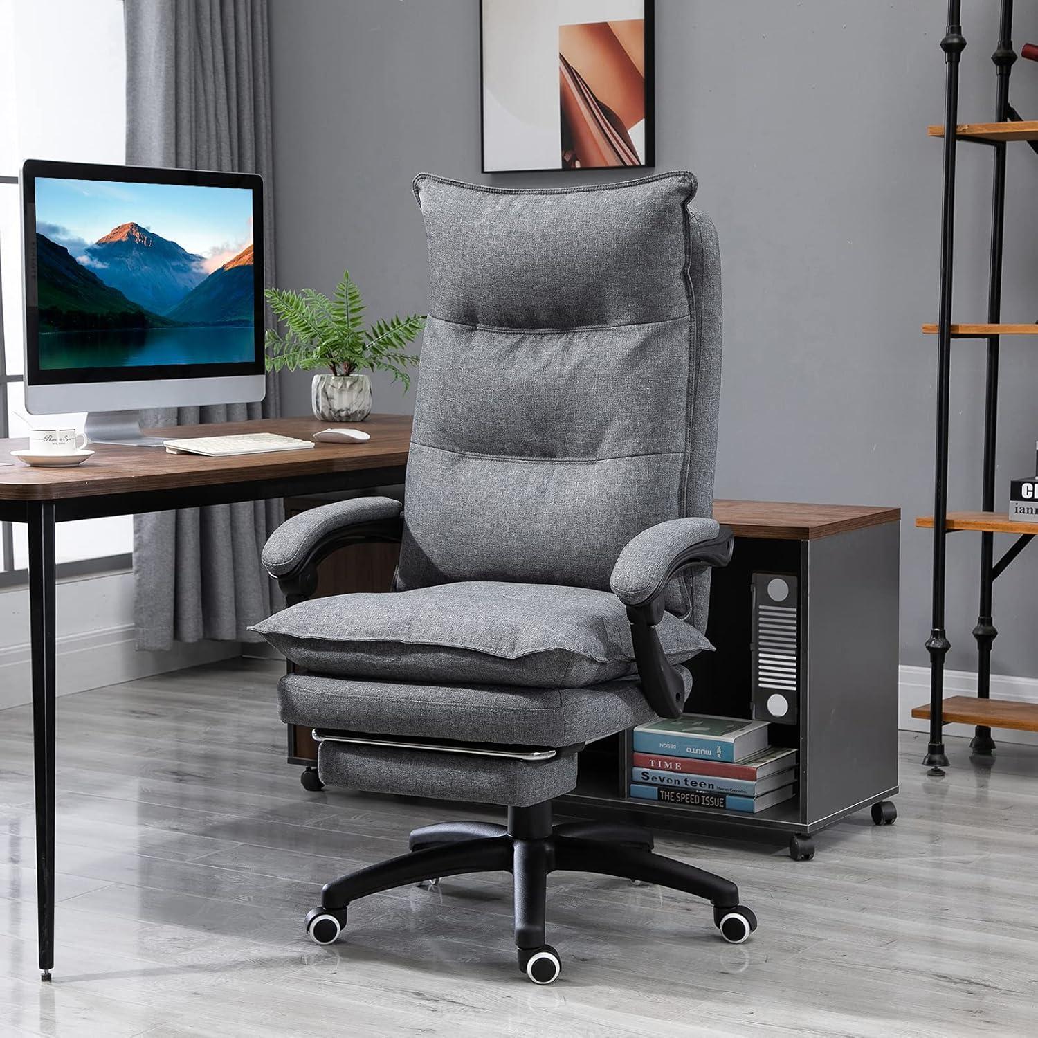 Gray High Back Swivel Executive Fabric Office Chair