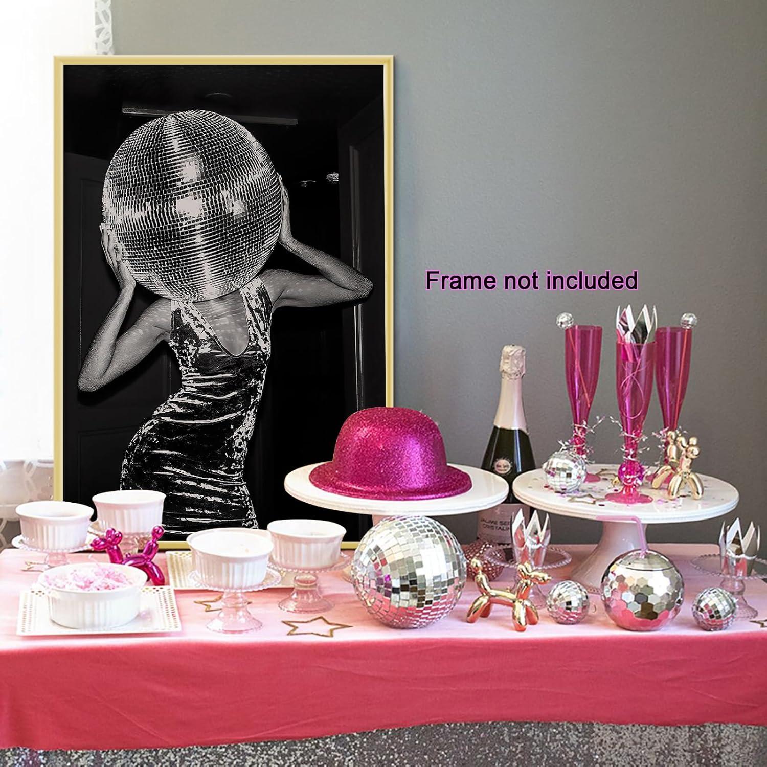 Music Aesthetics Poster Prints Funny Black and White Canvas Wall Art Trendy Retro Music Party Funky Wall Decor for Living Room Bar 12x16in Unframed