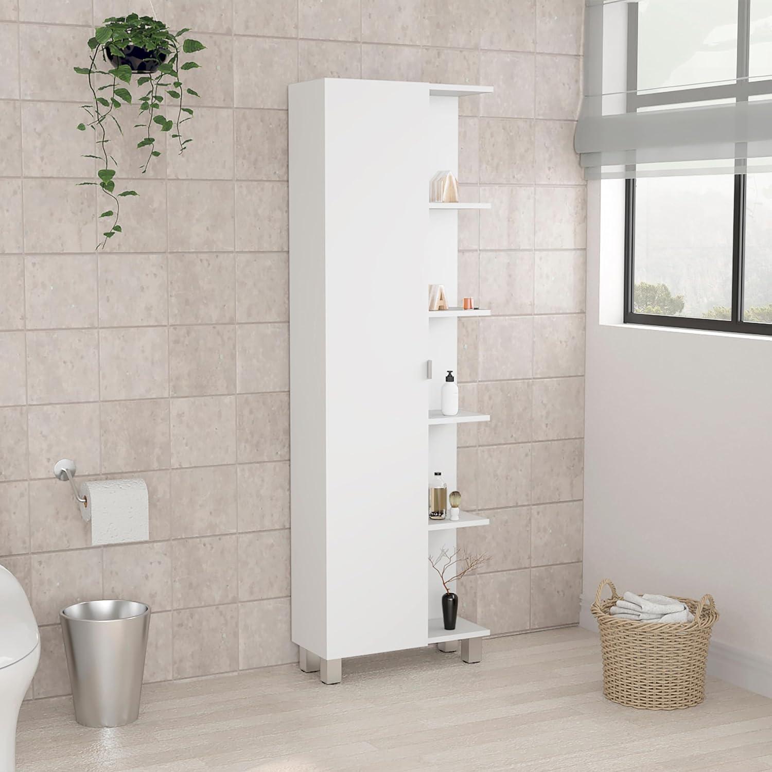 Urano Bathroom Storage Cabinet Organizer with Door and 9 Shelves