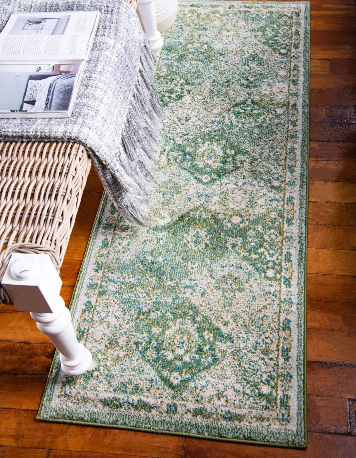 Unique Loom Penrose Collection Area Rug - Blake (2'  x 6' 1" Runner Green/Beige)