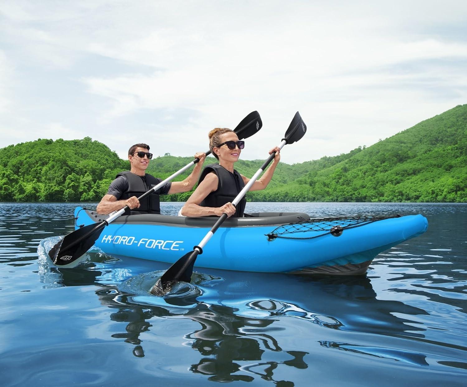 Hydro-Force Blue and Gray 2-Person Inflatable Kayak Set