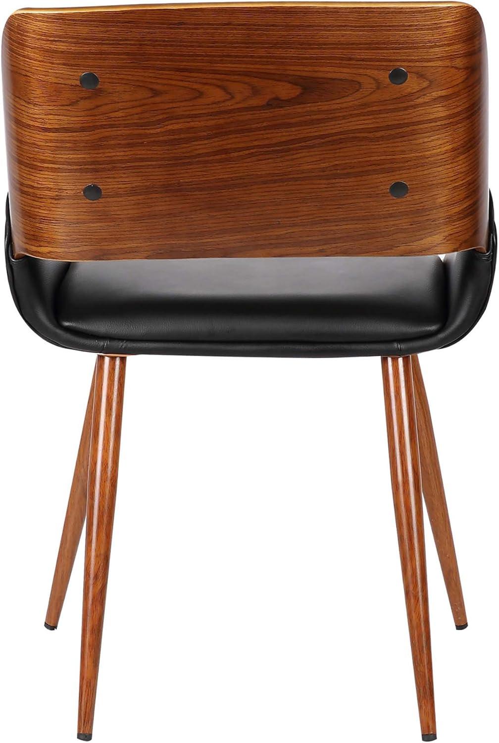 Armen Living Panda Modern Leather Dining Chair in Walnut Wood and Black