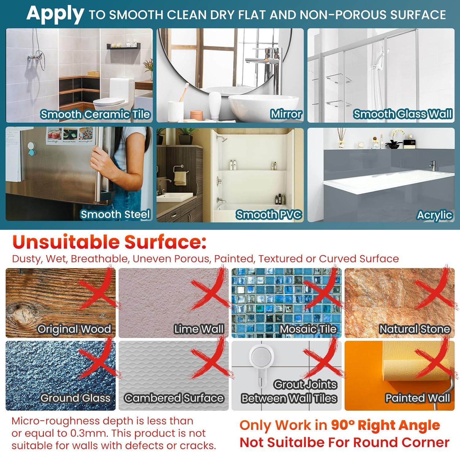 Shower Caddy Suction Cup 2 Pack With Hooks & Soap Holder, Heavy Duty Shower Organizer For Bathroom