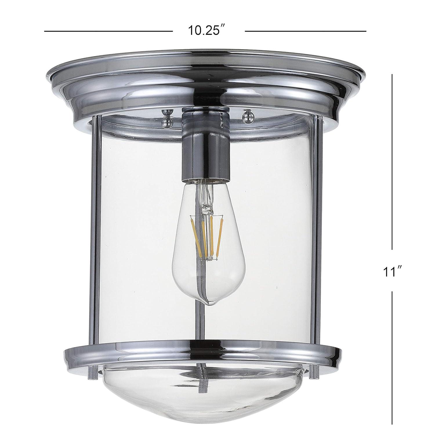 JONATHAN Y JYL7440C Savannah 10.25" Metal/Glass LED Flush Mount, Traditional,Transitional, Dimmable, 2700K Cozy Warm Light Kitchen,Hallway,Bathroom,Stairwell, Chrome
