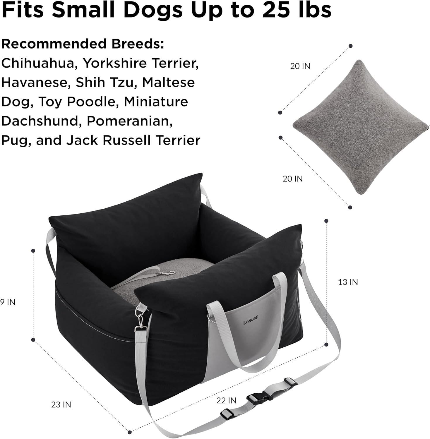 Black Soft-Sided Small Dog Travel Carrier with Safety Leash