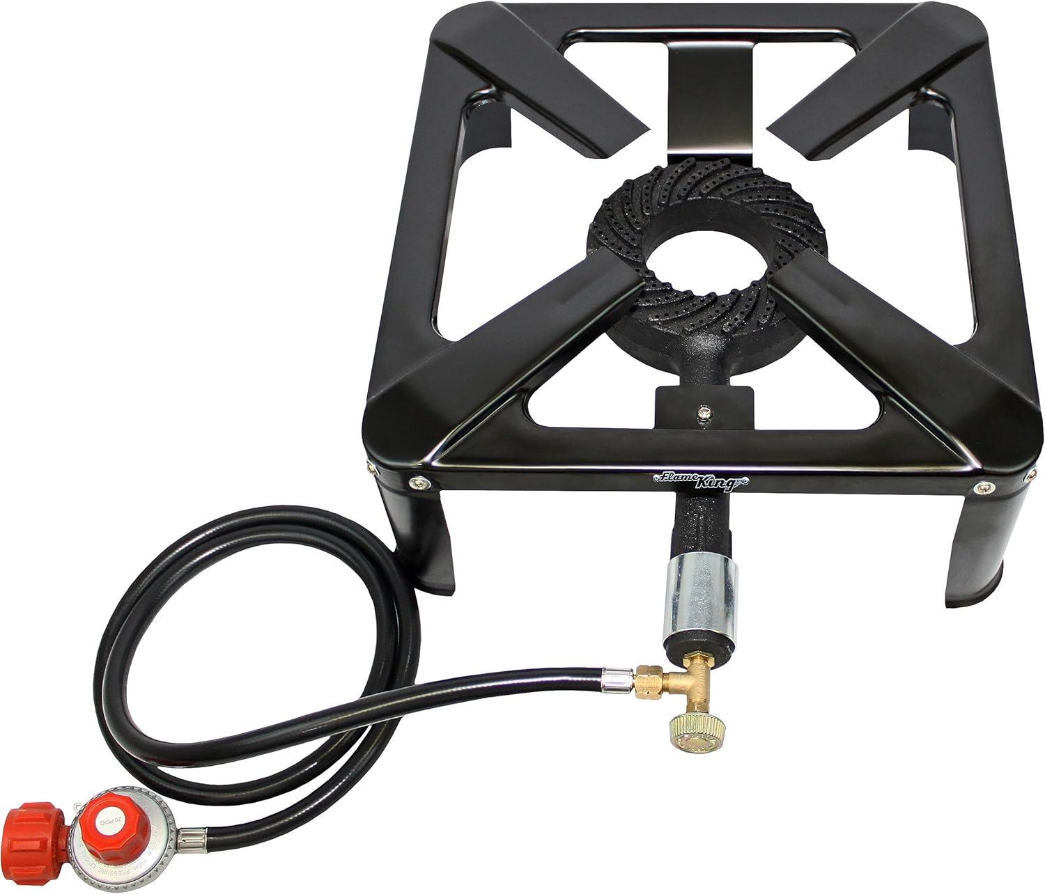 Flame King Portable Gas Stove, Single Burner Propane Stove with QCC1 Type-1 Valve, 120K BTU, 9 lbs