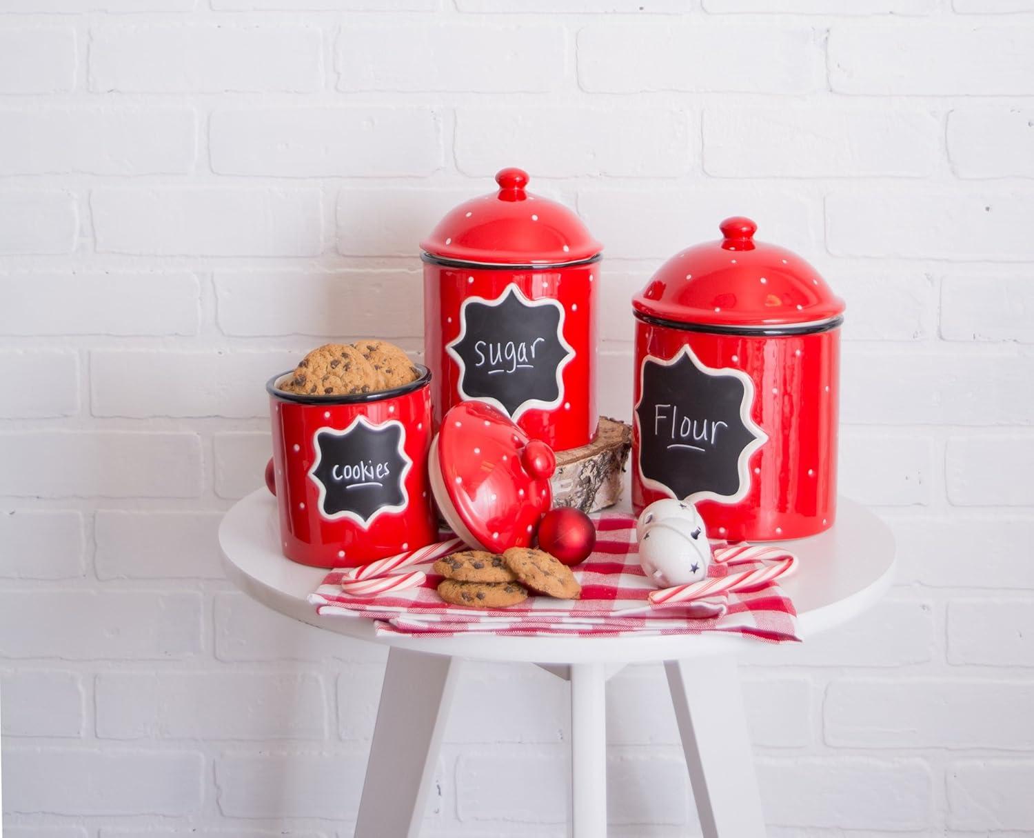 DII Ceramic Red Canister Small