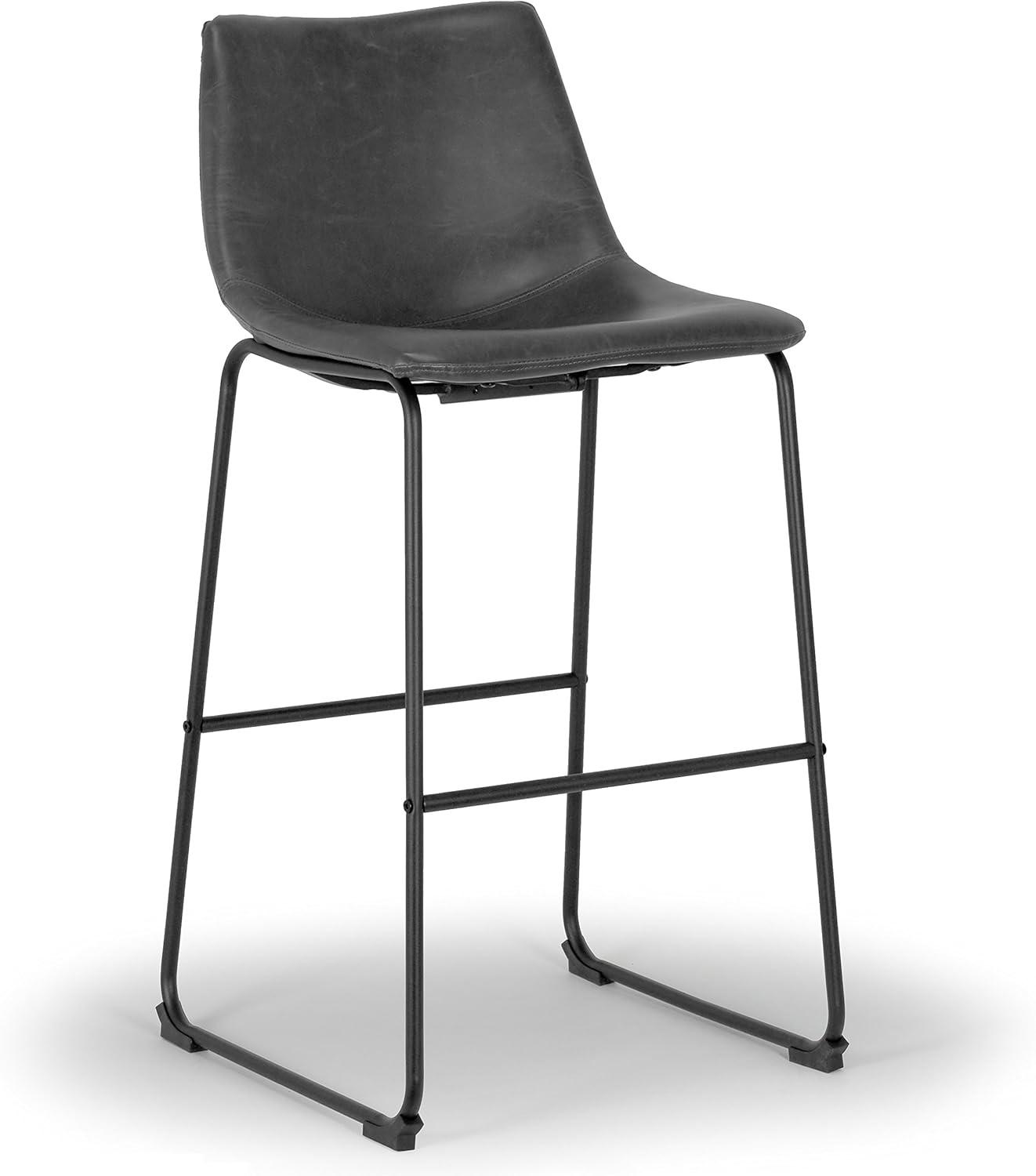 Glamour Home Adan 28.5" Modern Faux Leather Bar Stools in Dark Brown (Set of 2)