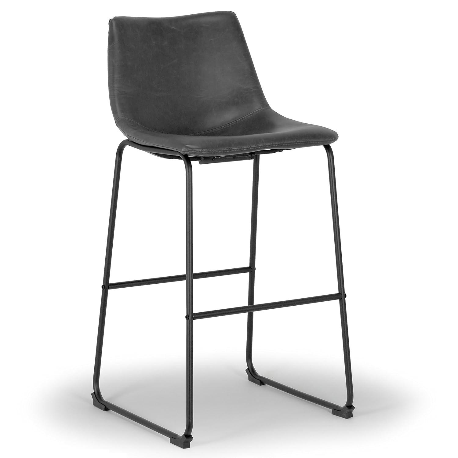 Glamour Home Adan 28.5" Modern Faux Leather Bar Stools in Dark Brown (Set of 2)