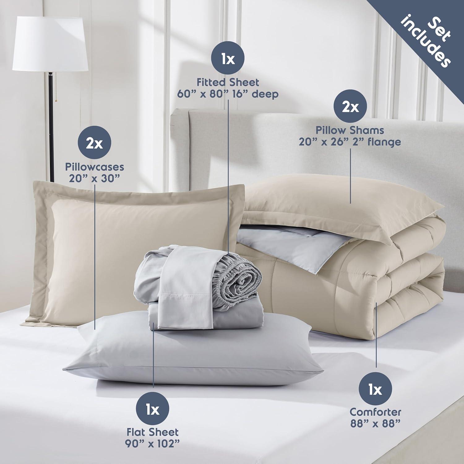 Nestl Bed-in-A-Bag Reversible Comforter Set with Bed Sheets