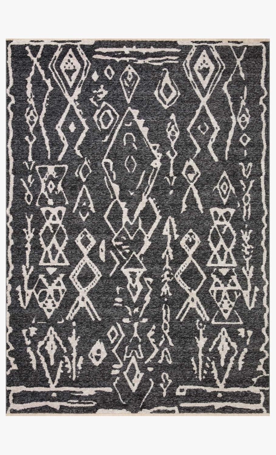 Modern Charcoal Black Rectangular Viscose Area Rug 27"x46"