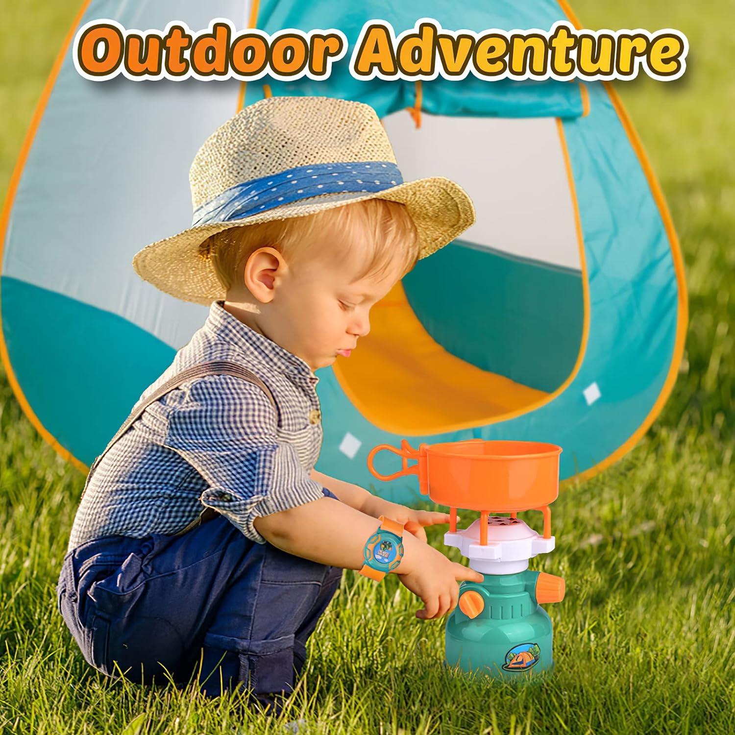 Fun Little Toys Camping Tent with Tools and Food, 18 pcs