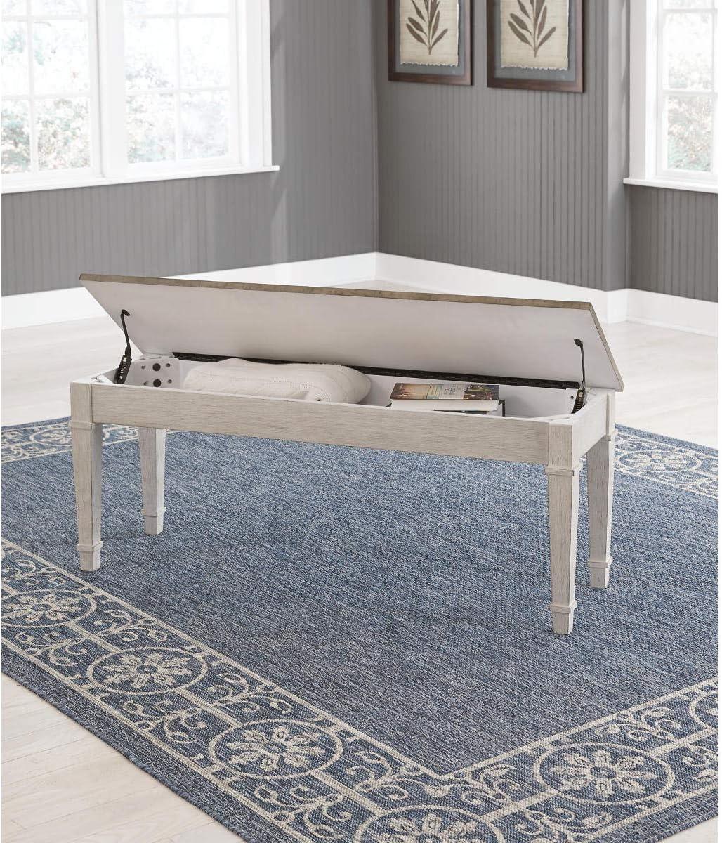 Signature Design By Ashley Casual Skempton Storage Bench White/light Brown