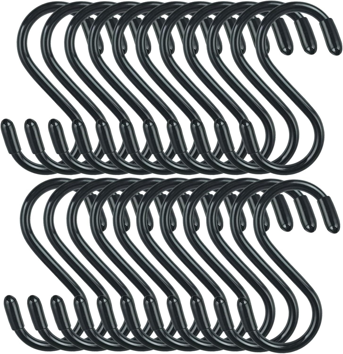 30 Pack Heavy Duty S Hooks Black S Shaped Hooks Hanging Hangers Pan Pot Holder Rack Hooks for Kitchenware Spoons Pans Pots Utensils Clothes Bags Towels Plants
