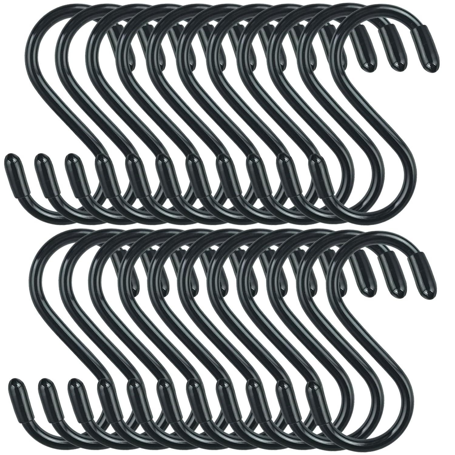 30 Pack Heavy Duty S Hooks Black S Shaped Hooks Hanging Hangers Pan Pot Holder Rack Hooks for Kitchenware Spoons Pans Pots Utensils Clothes Bags Towels Plants