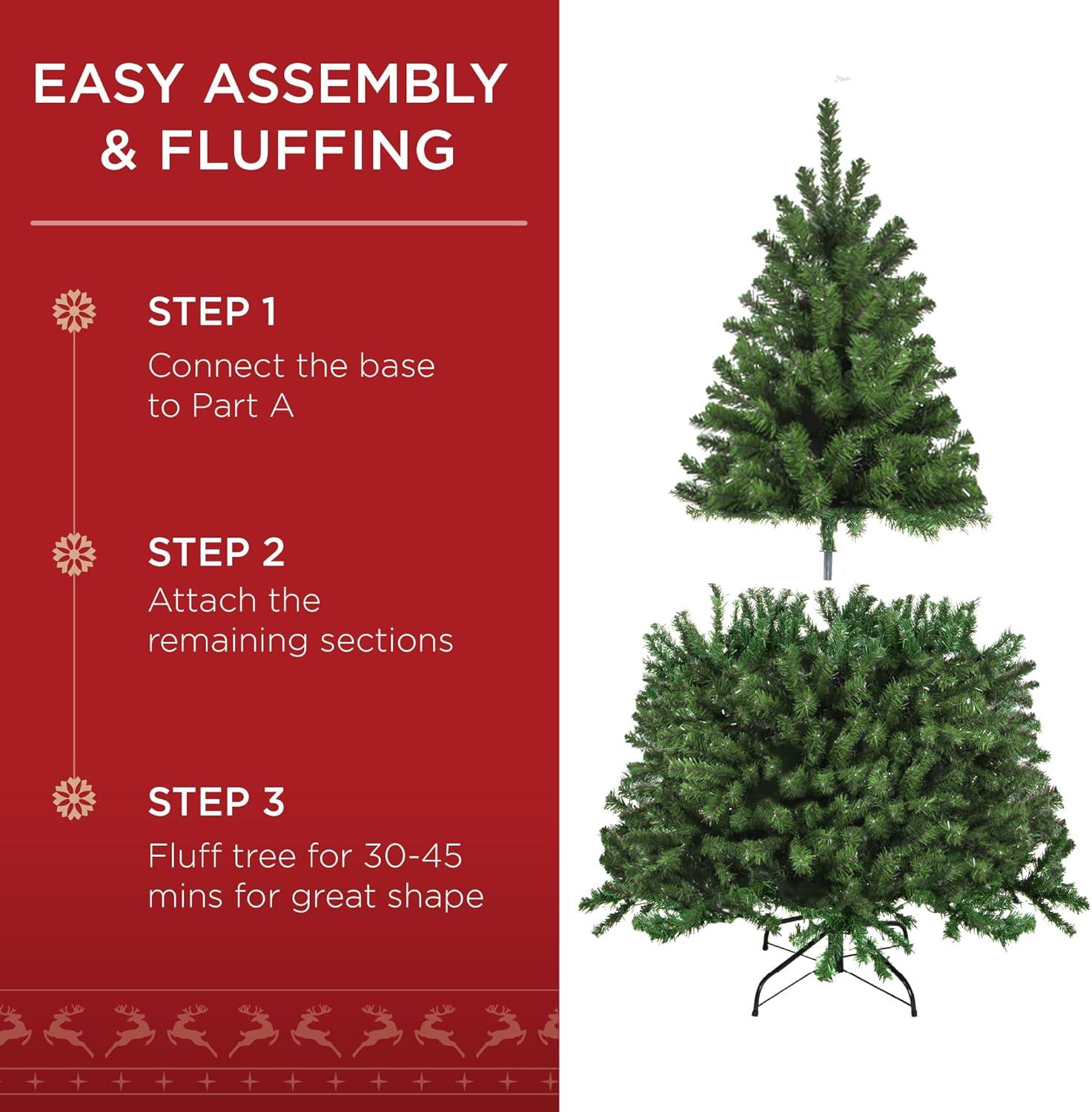 Best Choice Products Premium Spruce Artificial Christmas Tree w/ Easy Assembly, Metal Hinges & Foldable Base