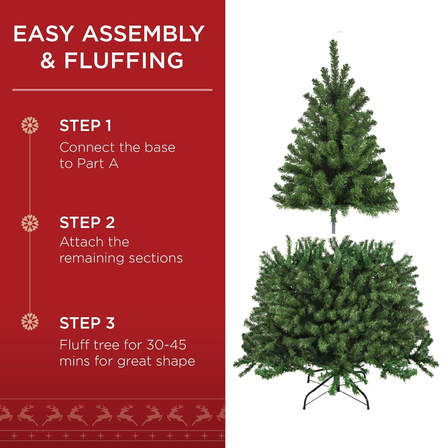 Best Choice Products 4.5ft Premium Spruce Artificial Christmas Tree w/ Easy Assembly, Metal Hinges & Foldable Base