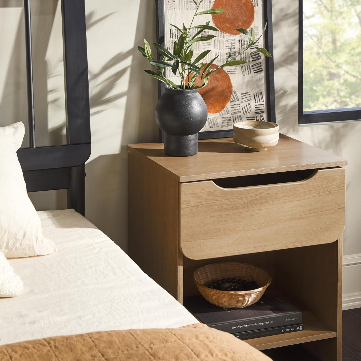 Walker Edison Modern Scandi 1-Drawer Nightstand, Riviera