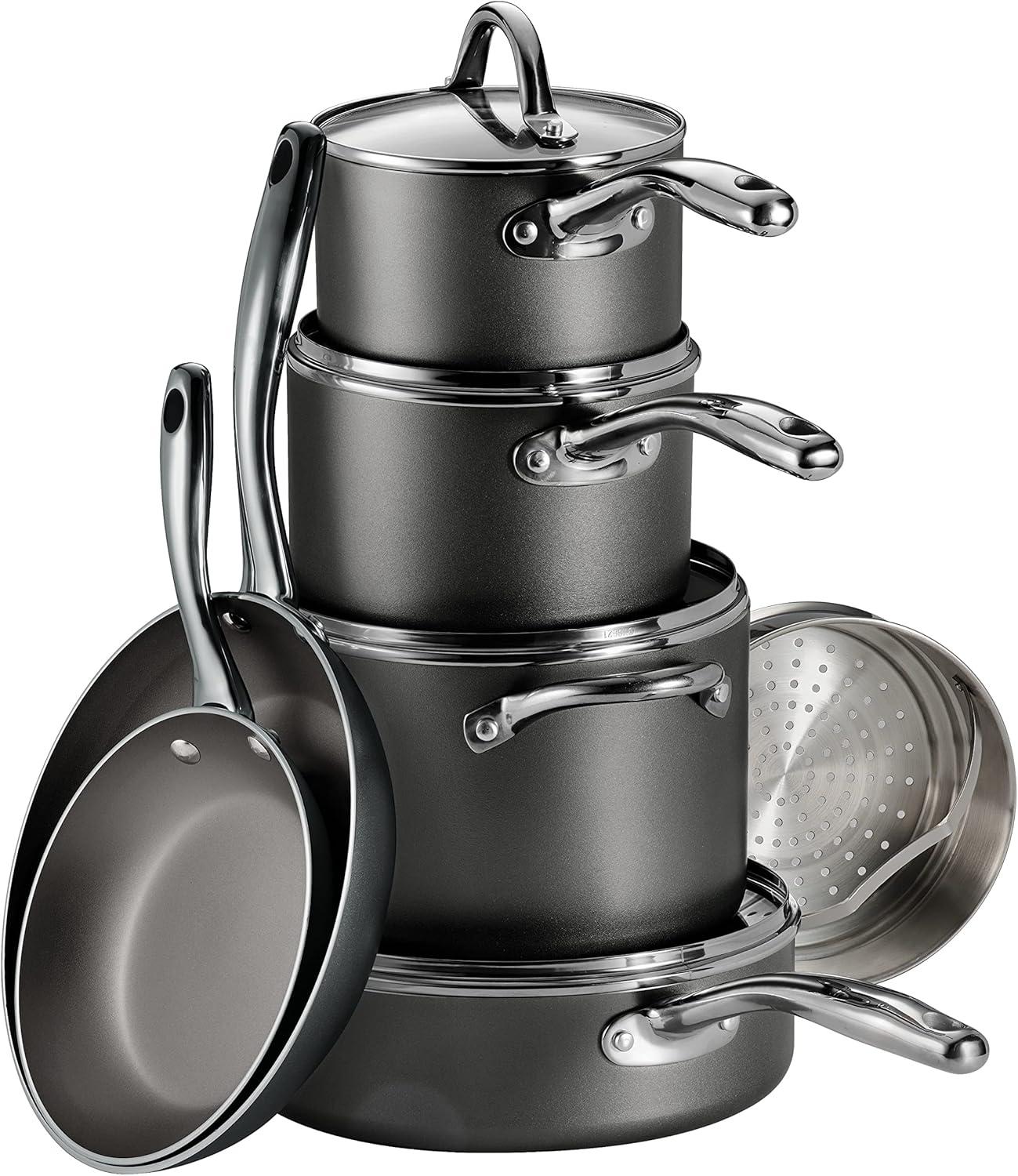 Charcoal Gray 11-Piece Nonstick Aluminum Cookware Set