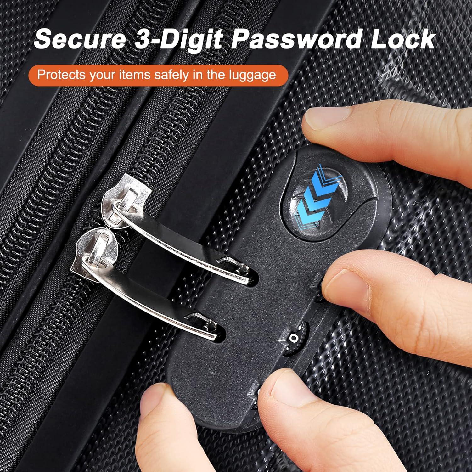 Luggage Set of 3, Suitcases with Spinner Wheels Hardside Expandable Luggage Suitcase Set with TSA Lock for Travel-Black