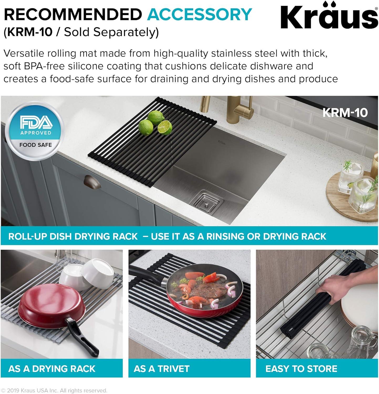 KRAUS Pax™ Zero-Radius 24-inch L 18 Gauge Undermount Single Bowl Stainless Steel Laundry and Utility Sink