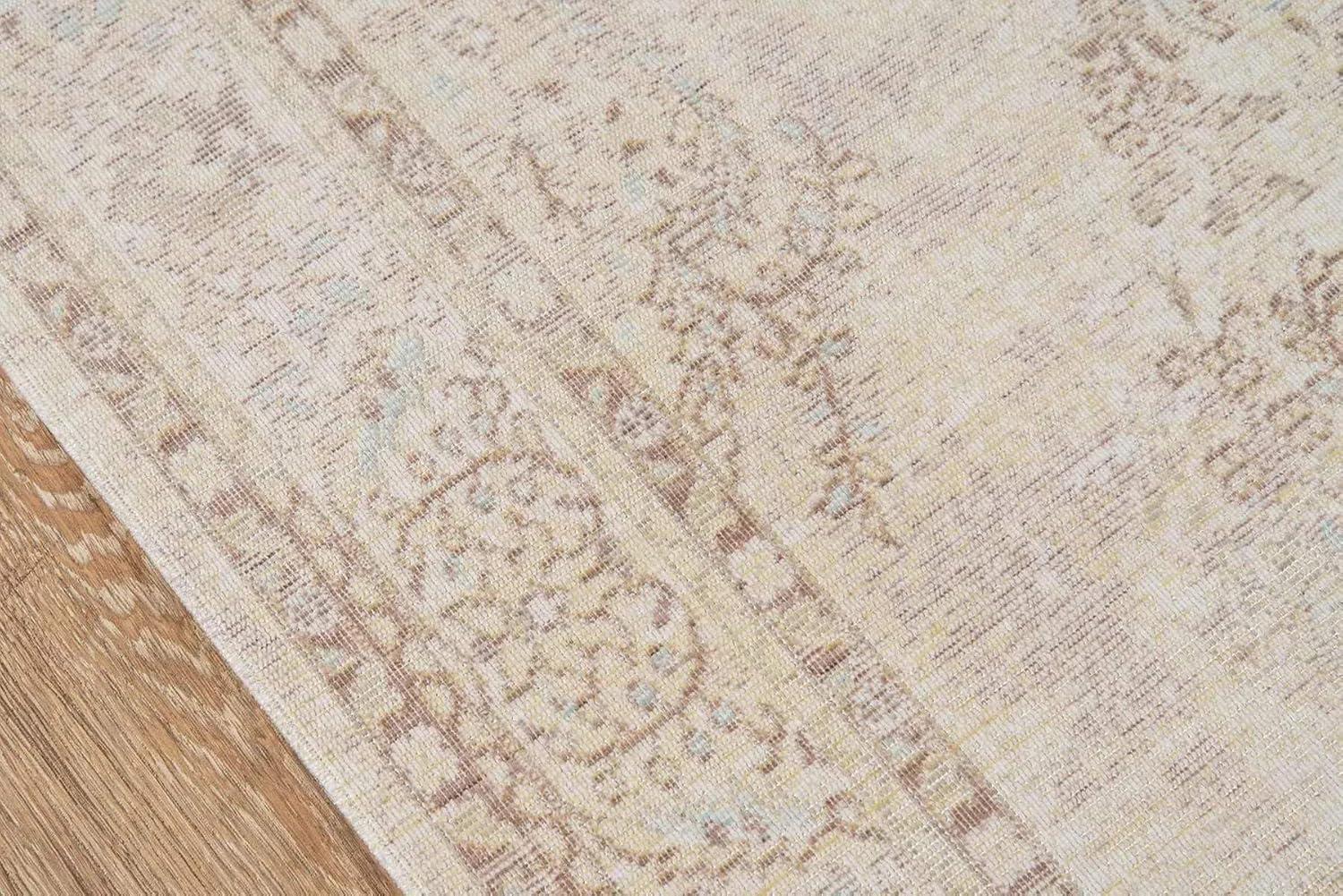 5'3"X7'3" Medallion Loomed Area Rug Ivory - Momeni: Modern Polyester Carpet, Low Pile, Indoor Use, Rectangle Shape