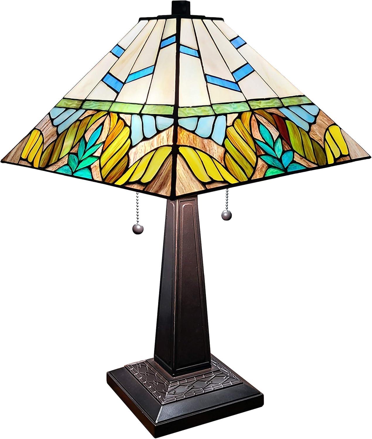 Amora Lighting Tiffany Style Multi Color Mission Table Lamp 22" Tall