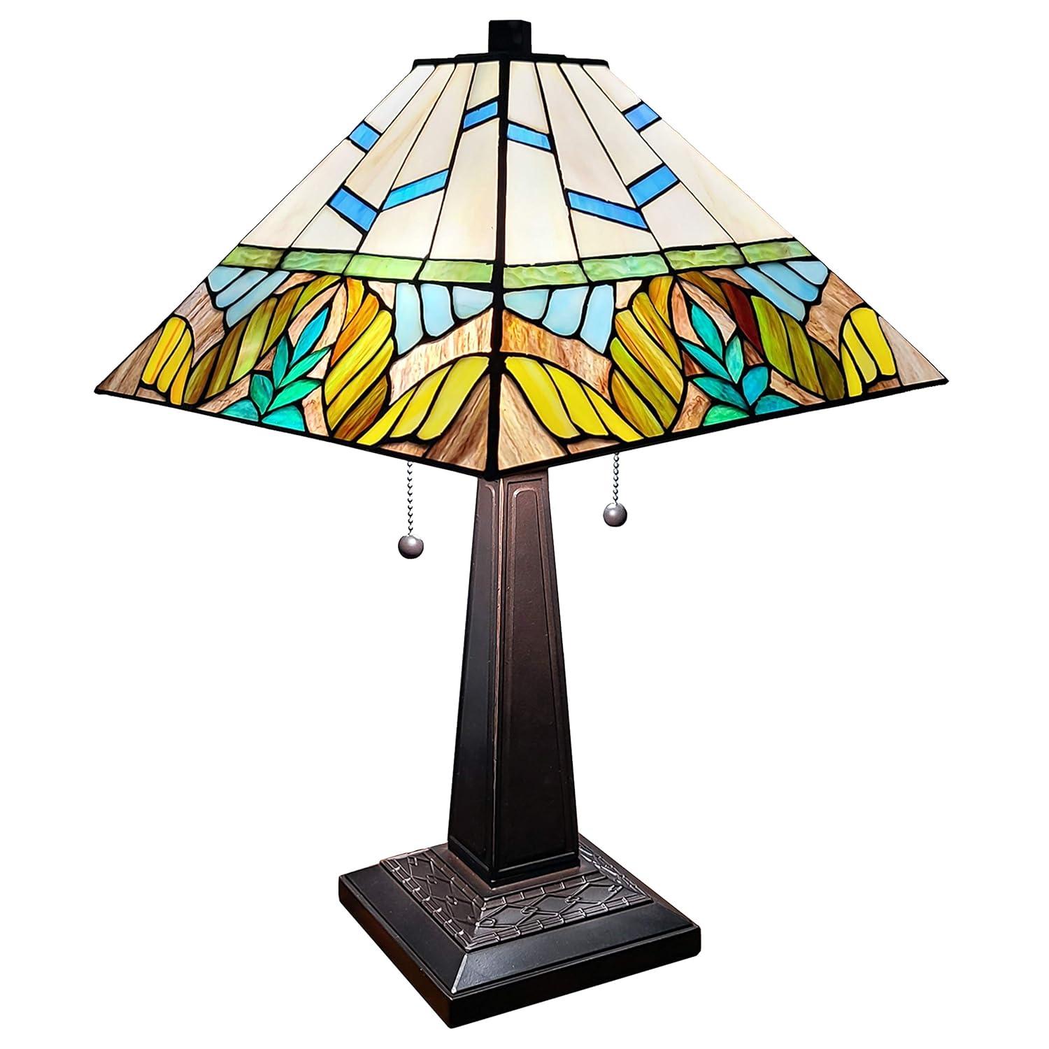 Amora Lighting Tiffany Style Multi Color Mission Table Lamp 22" Tall