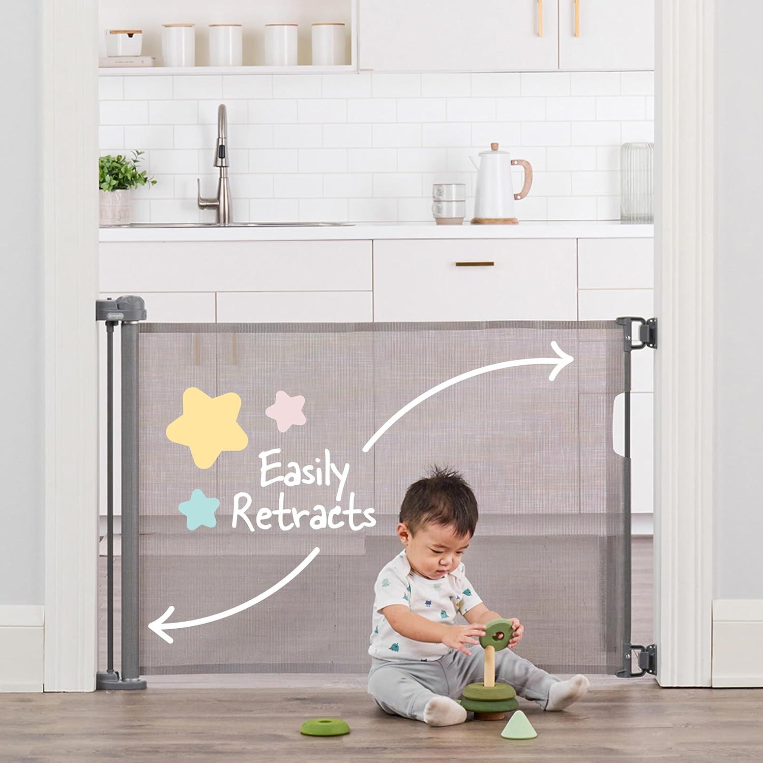 Regalo Fabric Retractable Baby Gate - Gray