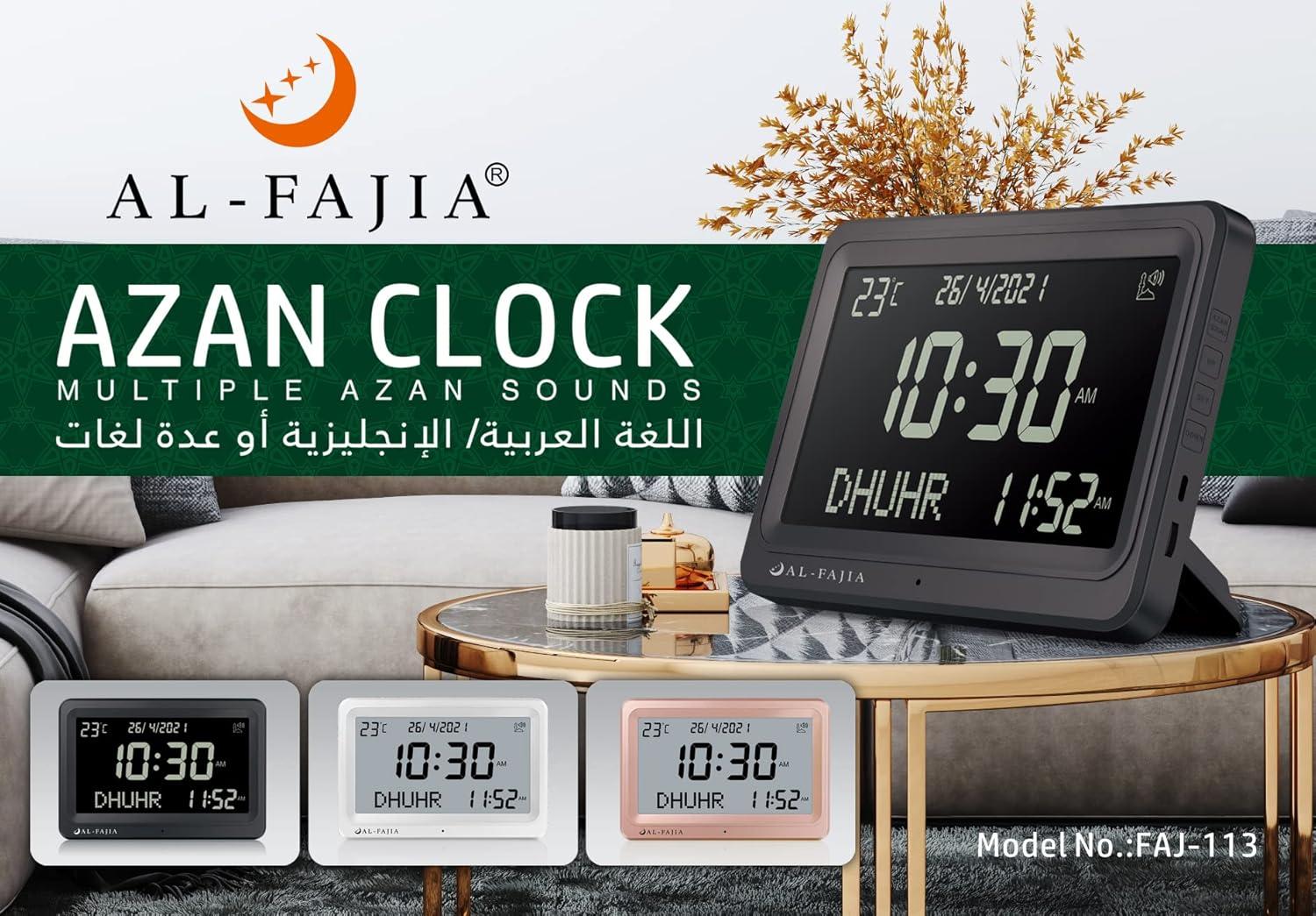 Qsnmieo Azan Clock for USA-Automatic Worldwide Digital 8 Azan Prayer Sounds Islamic Wall and Desk Clock (White)