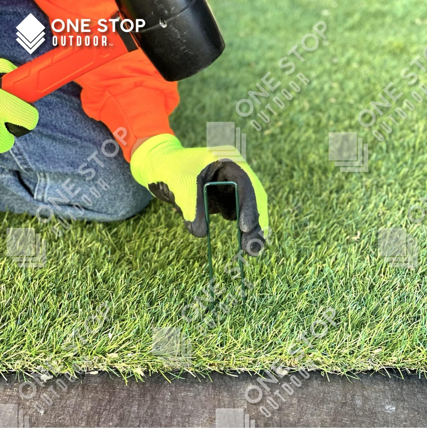 50-Pack Green TOP, 6 Inch Garden Stakes, Landscape Staples, U-Type Turf Stake for Artificial Grass, Rust Proof Sod Pin for Securing Fences Weed Barrier Fabric Outdoor Wires Tents & Tarps